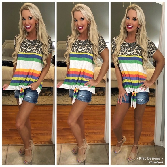 ❤️LAST 1! Color Block 🌈 Front Tie Top! - Picture 2 of 8